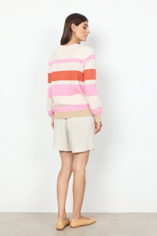 SC-KANITA STRIPE 14 pullover MS24 - 94615C PINK MELANGE COMBI