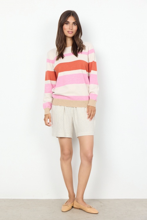 SC-KANITA STRIPE 14 pullover MS24 - 94615C PINK MELANGE COMBI